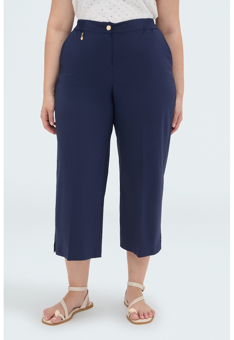Pantaloni trei sferturi cu croiala dreapta - Albastru ultramarin