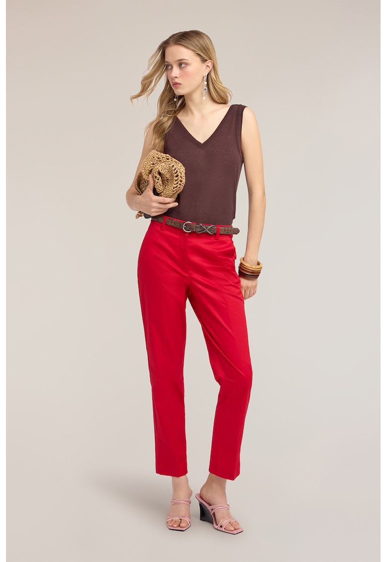 Pantaloni chino slim fit cu model uni - Rosu aprins