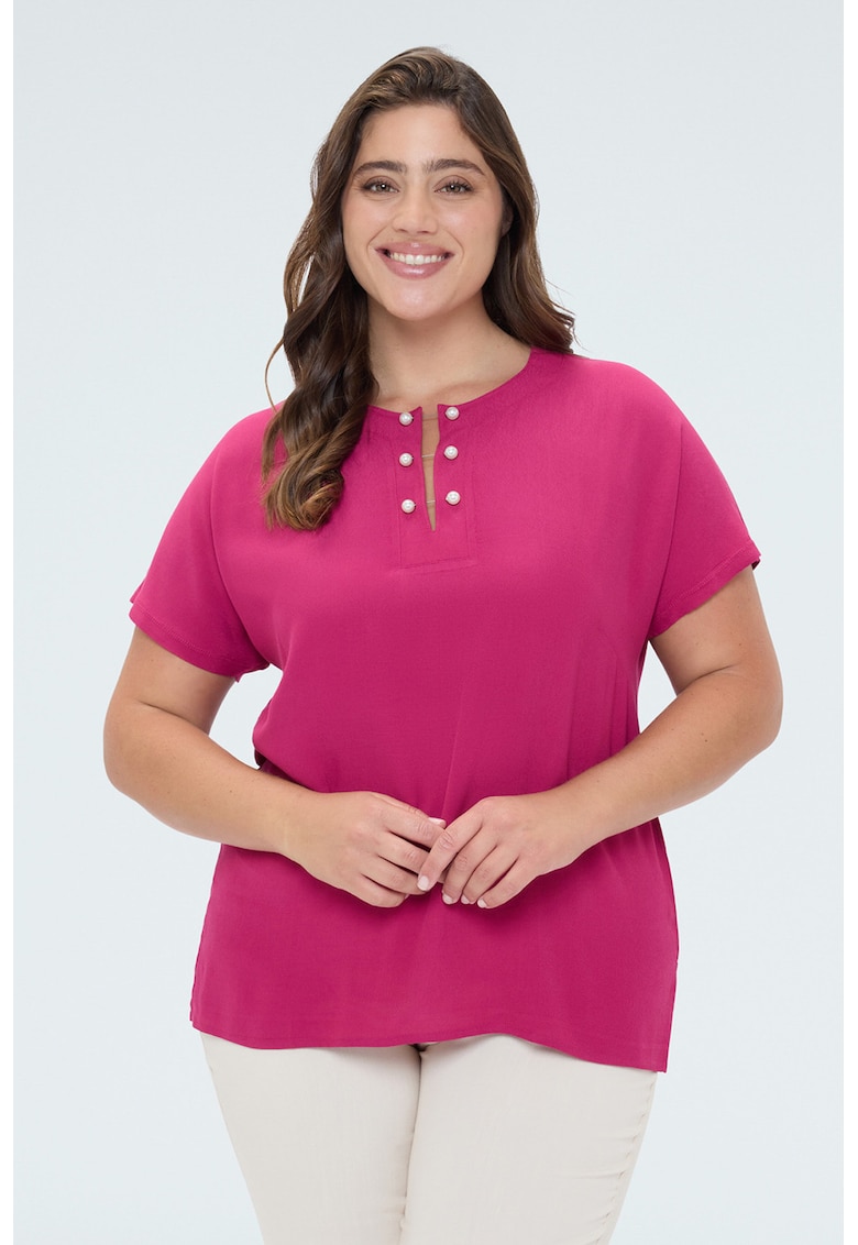 Tricou uni cu decoratii cu perle sintetice