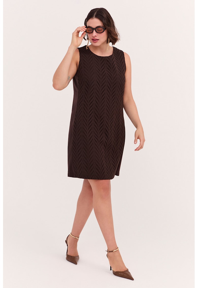 Rochie scurta din bumbac - Maro inchis