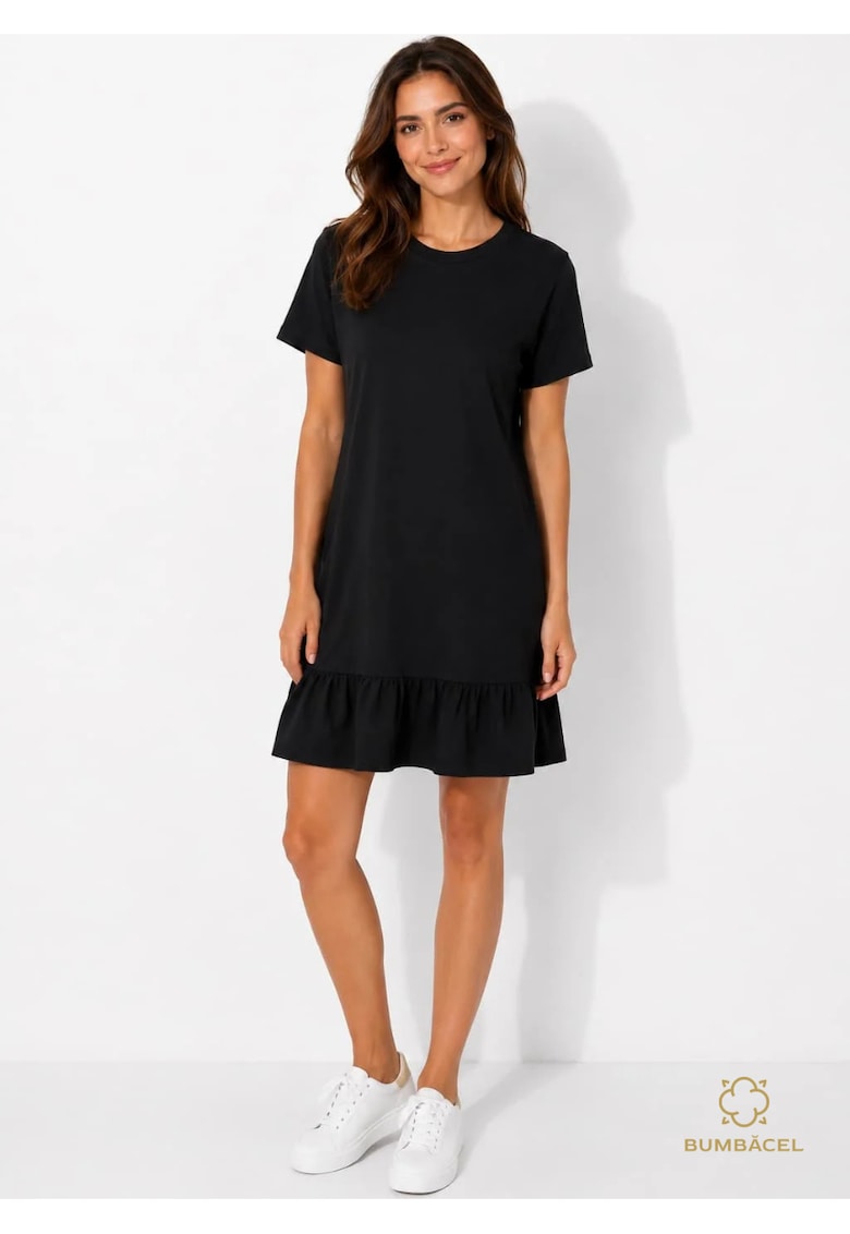 Rochie scurta casual dama din bumbac - negru