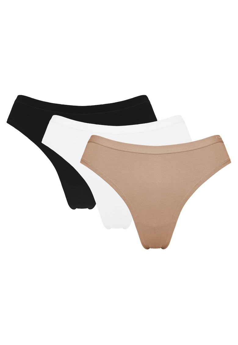 Chiloti tanga dama set de 3 perechi Peggy - Negru