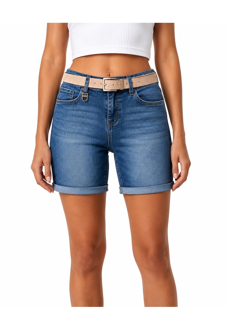 Pantaloni scurti din denim cu curea