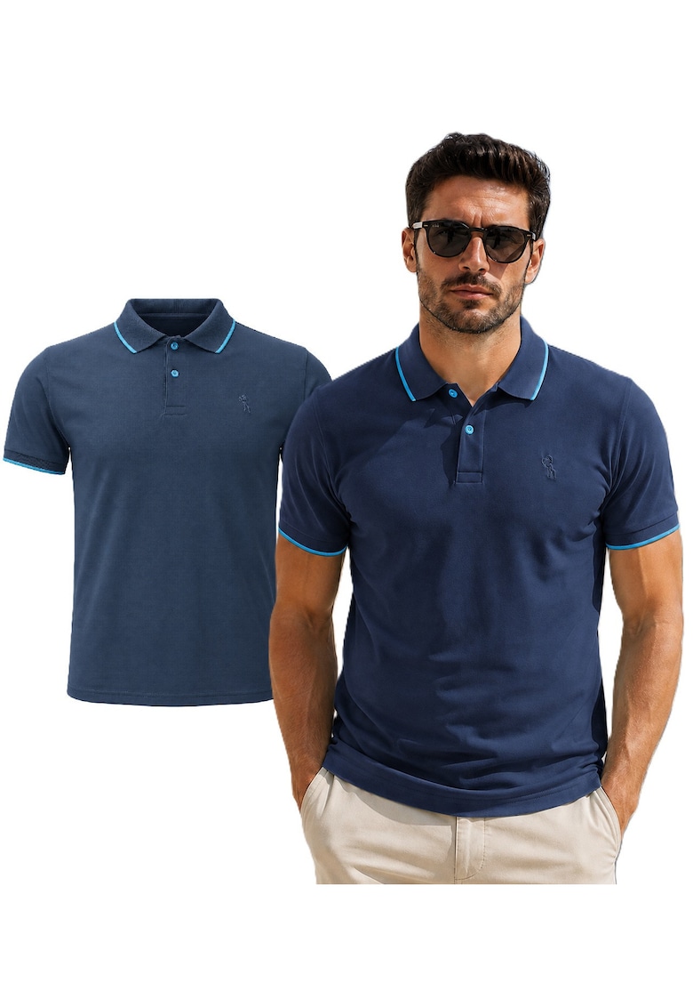 Tricou polo cu detaliu logo brodat