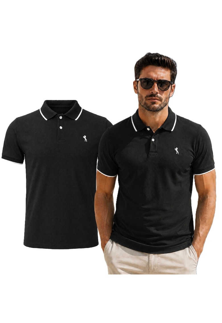 Tricou polo cu detalii contrastante