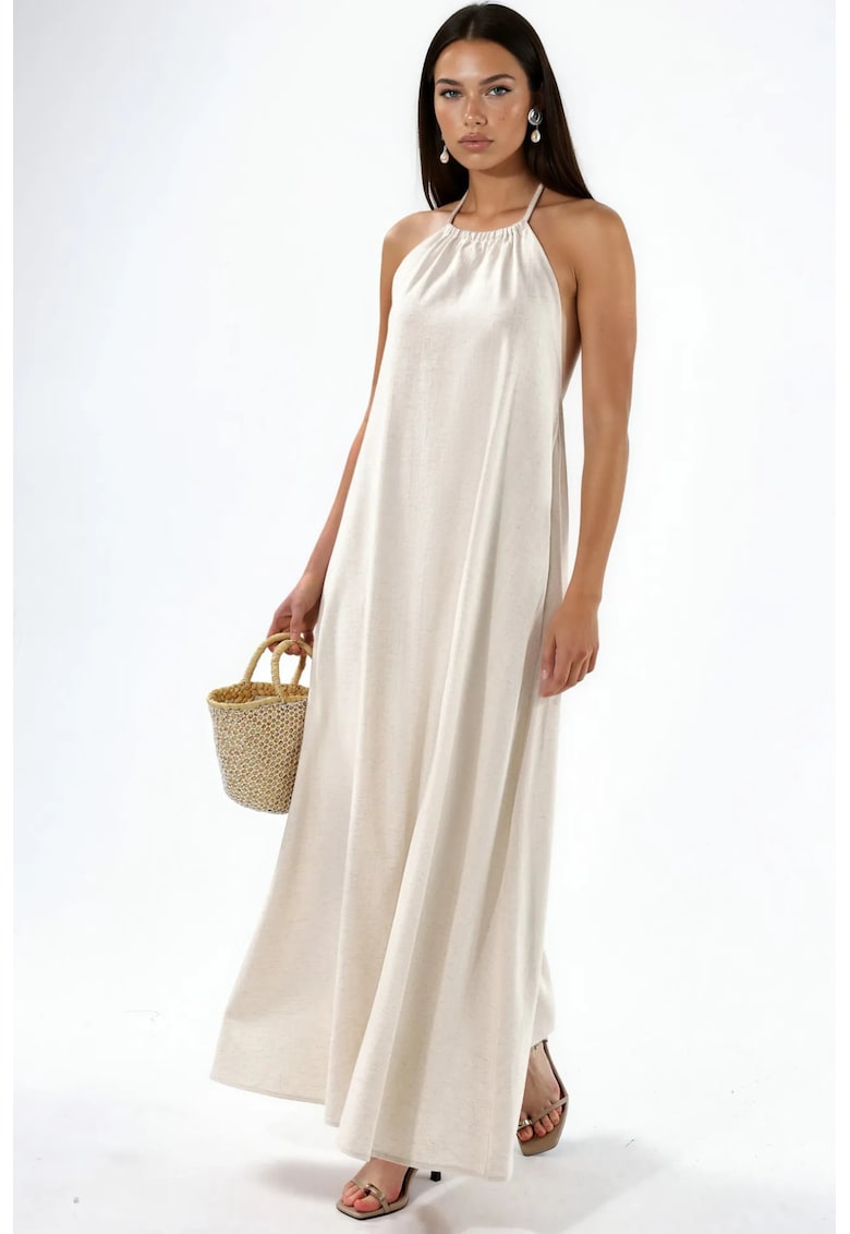 Rochie Maxi - Lejer - Bej Natural - Amestec de Bumbac si In