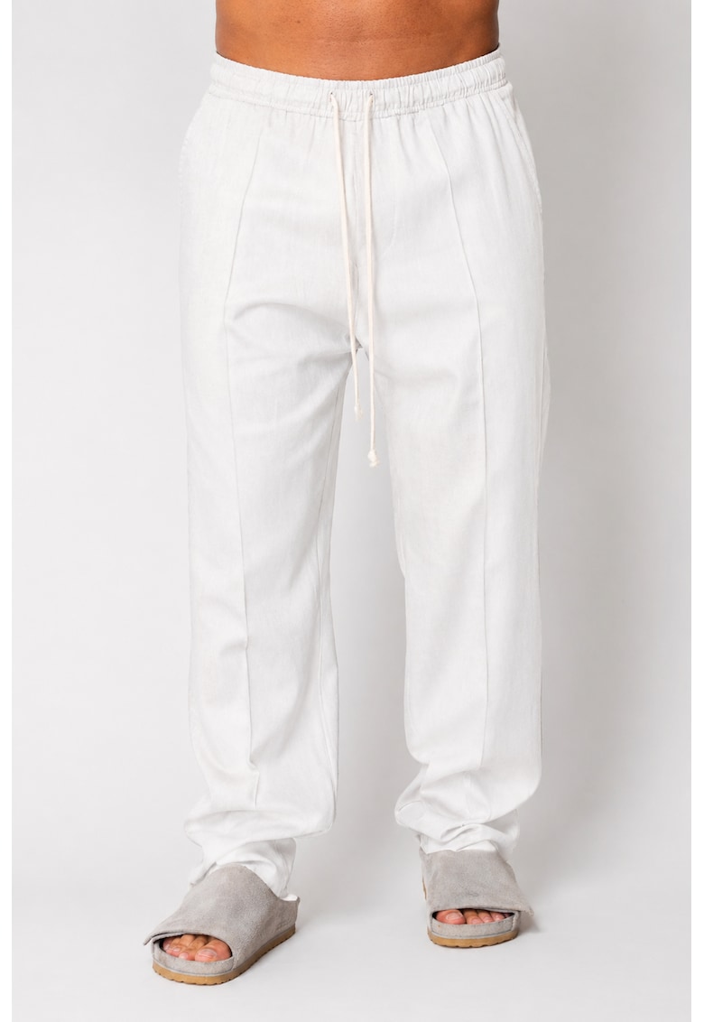 Pantaloni lung din IN cu snur White 21089 - Alb optic