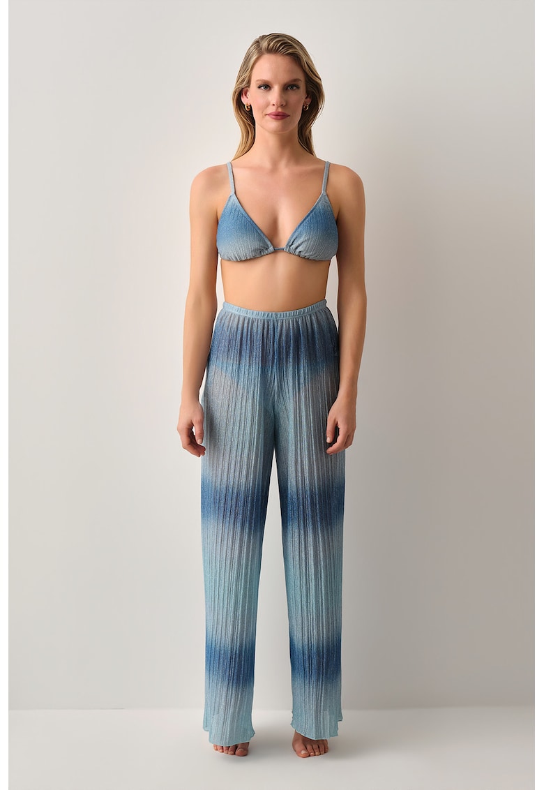 Pantaloni de plaja cu croiala ampla - Albastru pastel