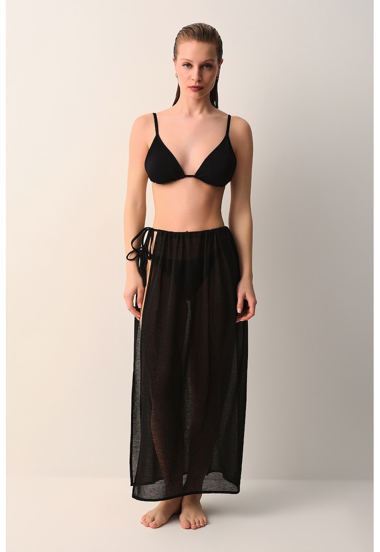 Fusta de plaja cu slit lateral - Negru