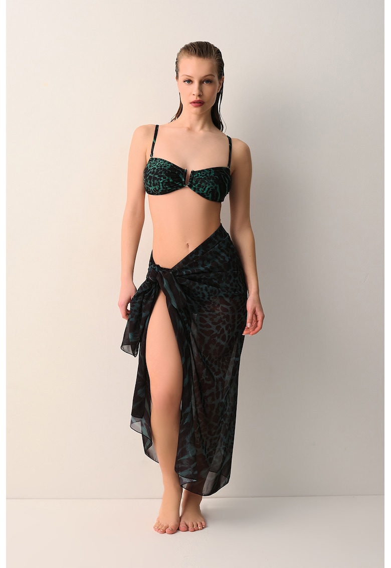 Pareo cu animal print - Negru/Verde padure