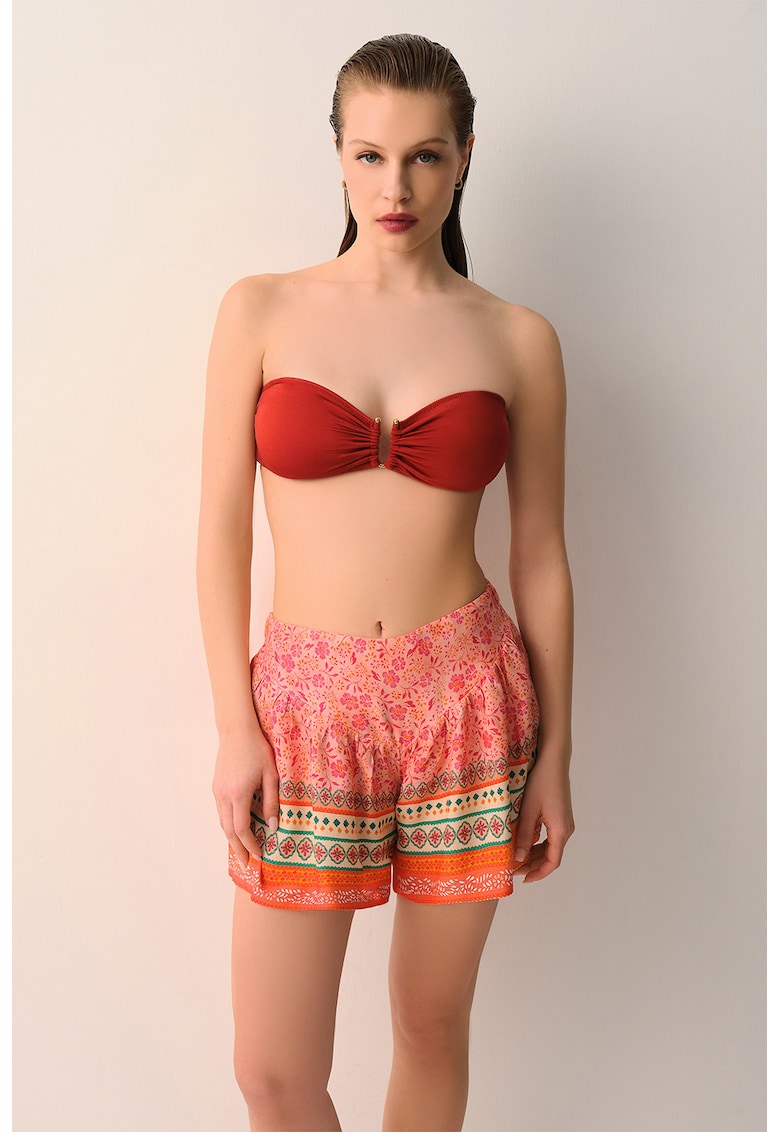 Pantaloni scurti cu design - Roz pastel/Portocaliu mandarina/Crem