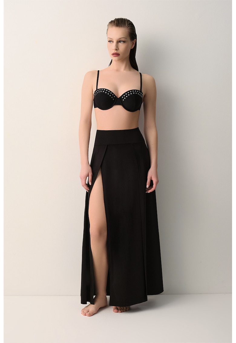 Fusta lunga cu model uni - Negru