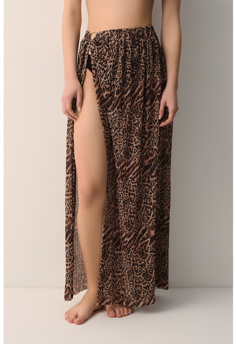 Fusta cu animal print - Maro