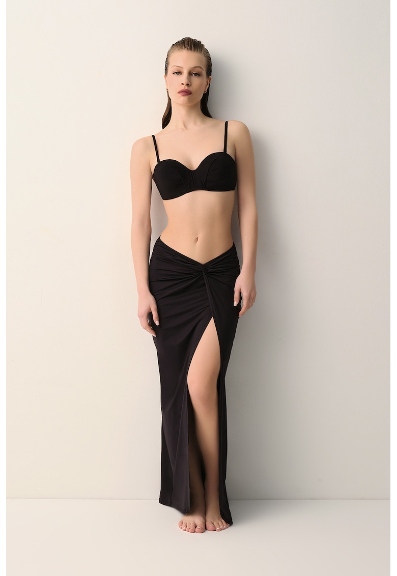Fusta lunga cu model uni - Negru -