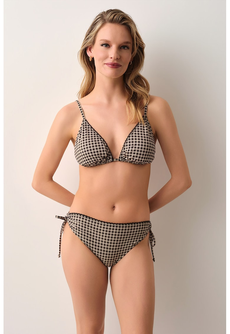 Sutien de baie cu cupe triunghiulare - Negru stins - Alb optic -