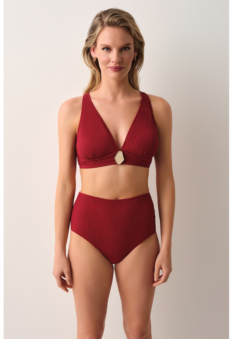 Slip texturat cu talie inalta Mika - Rosu