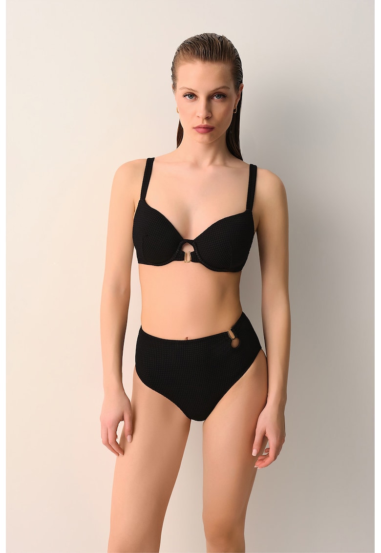 Sutien de baie cu aspect texturat - Negru