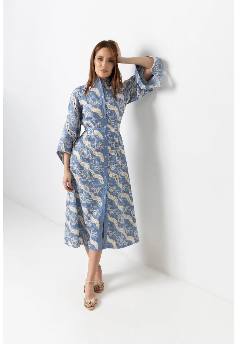 Rochie tip tunica din denim cu broderie sparta