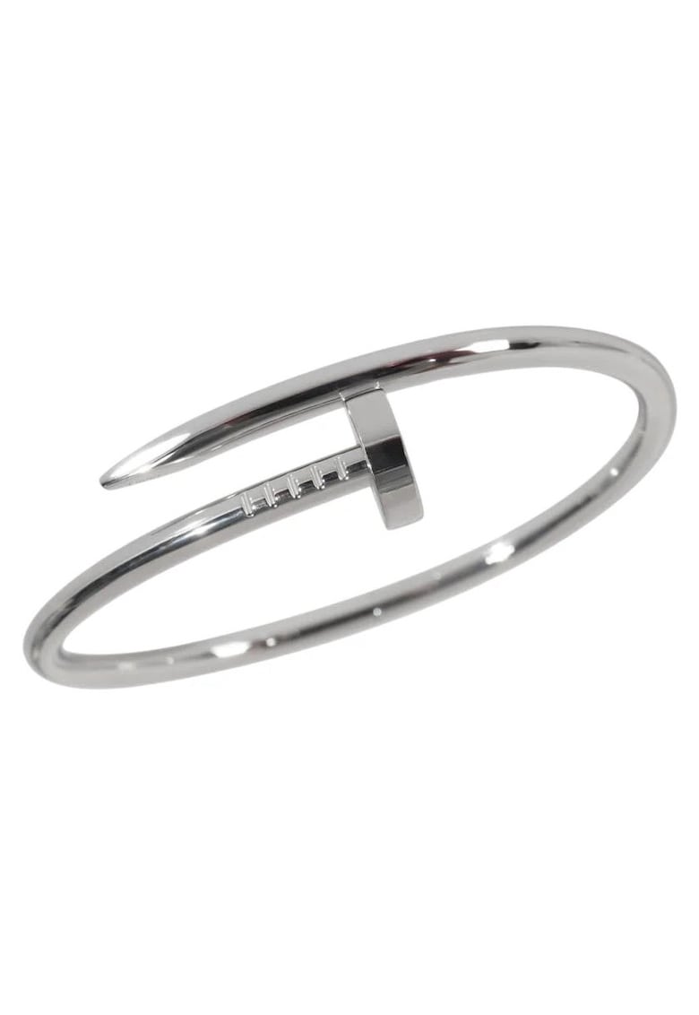 Bratara argintie - tip bangle - din otel inoxidabil - suflata cu aur 18k - forma de cui - Sarielle C6