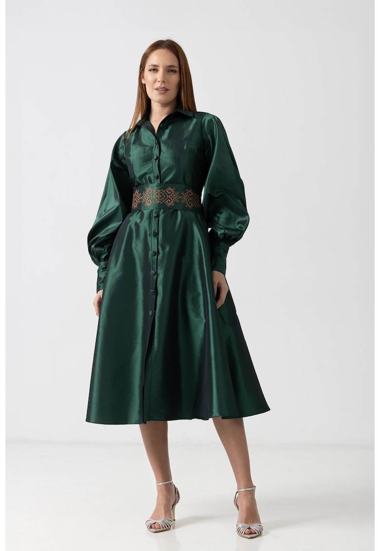 Rochie din tafta cu brau brodat