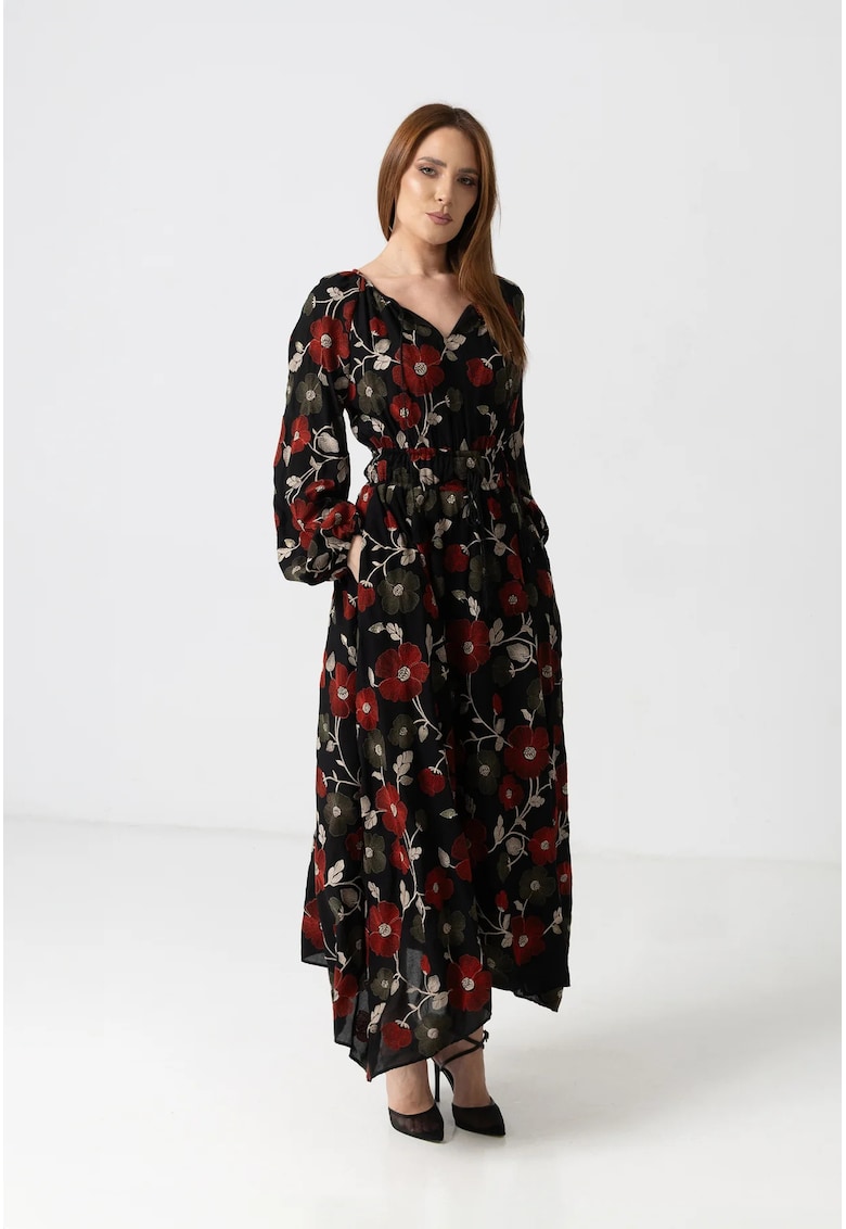 Rochie midi cu broderie florala