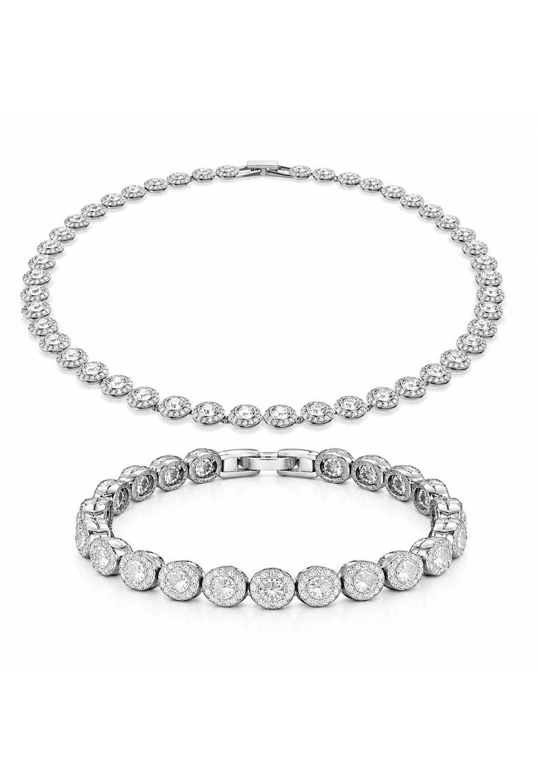 Set colier si bratara tennis luxury - argintiu - cu pietre din zirconiu - Abel