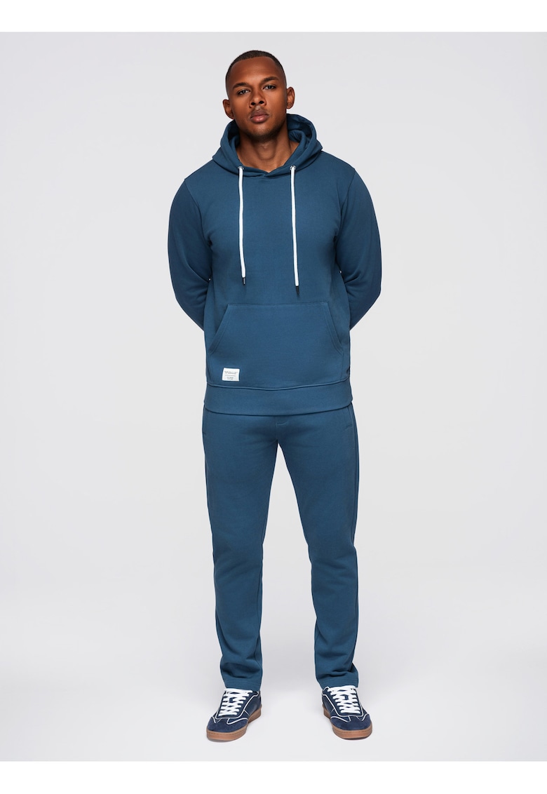 Trening cu buzunar kangaroo si pantaloni regular fit - Albastru inchis