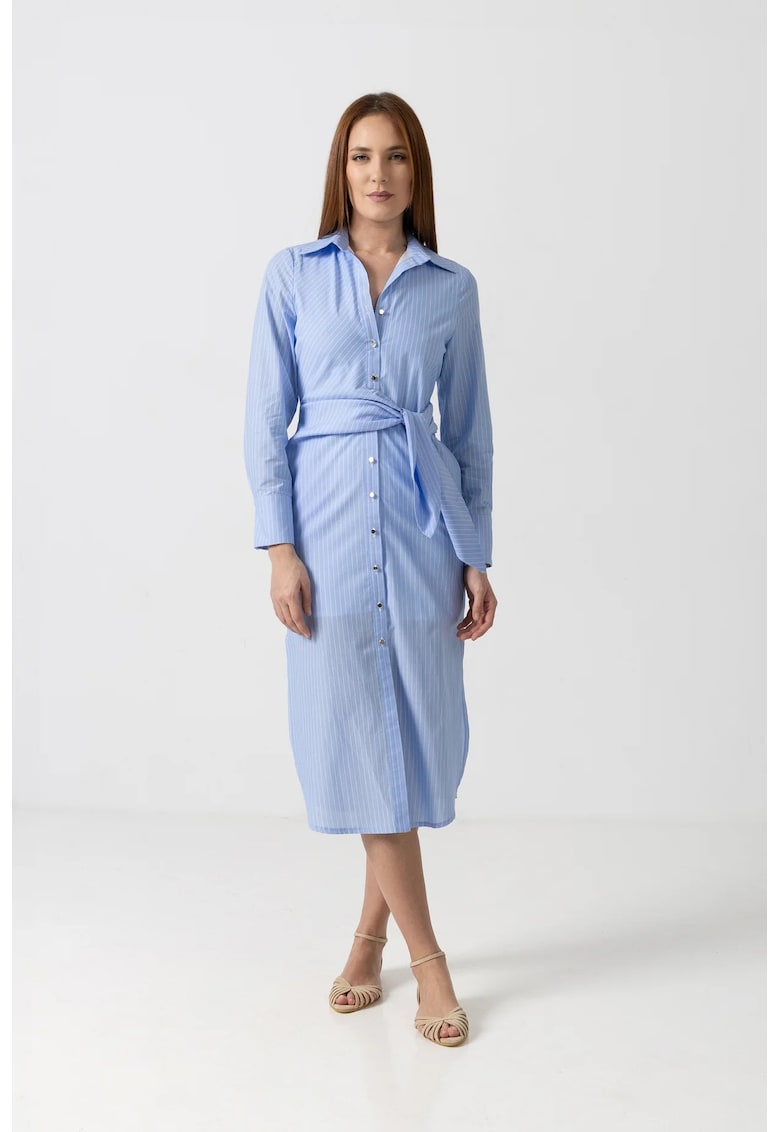 Rochie tip camasa midi cu dungi fine
