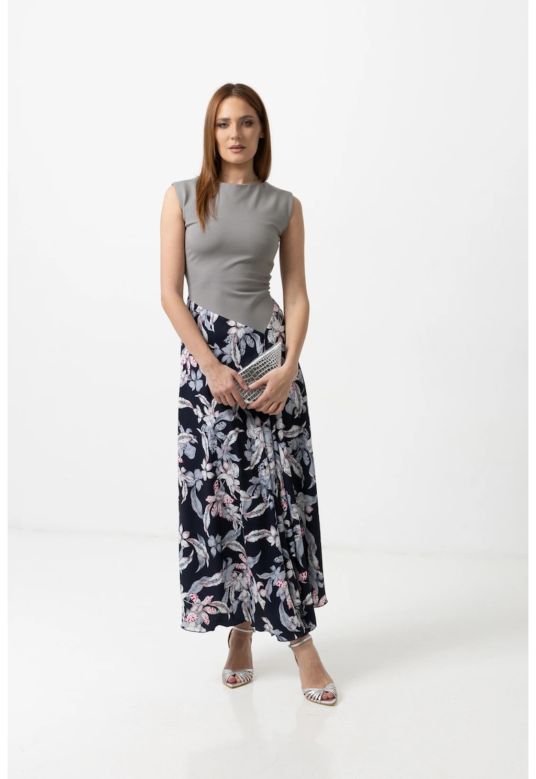 Rochie eleganta cu slit si imprimeu floral