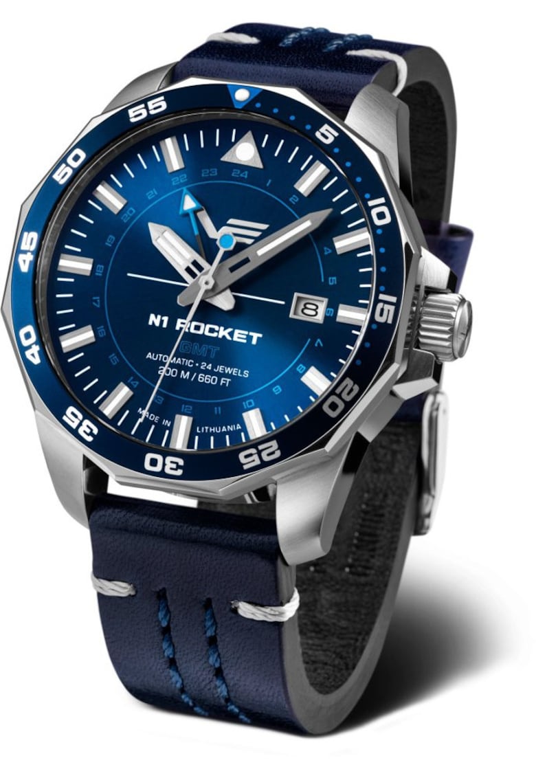Ceas de bărbați Rocket N-1 - bleumarin - curea din piele - mecanism automatic