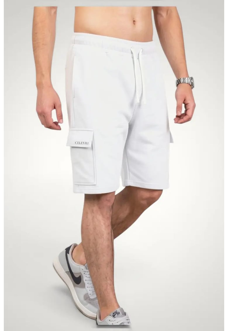 Pantaloni scurti Cargo pentru Barbati din Bumbac premium - Alb