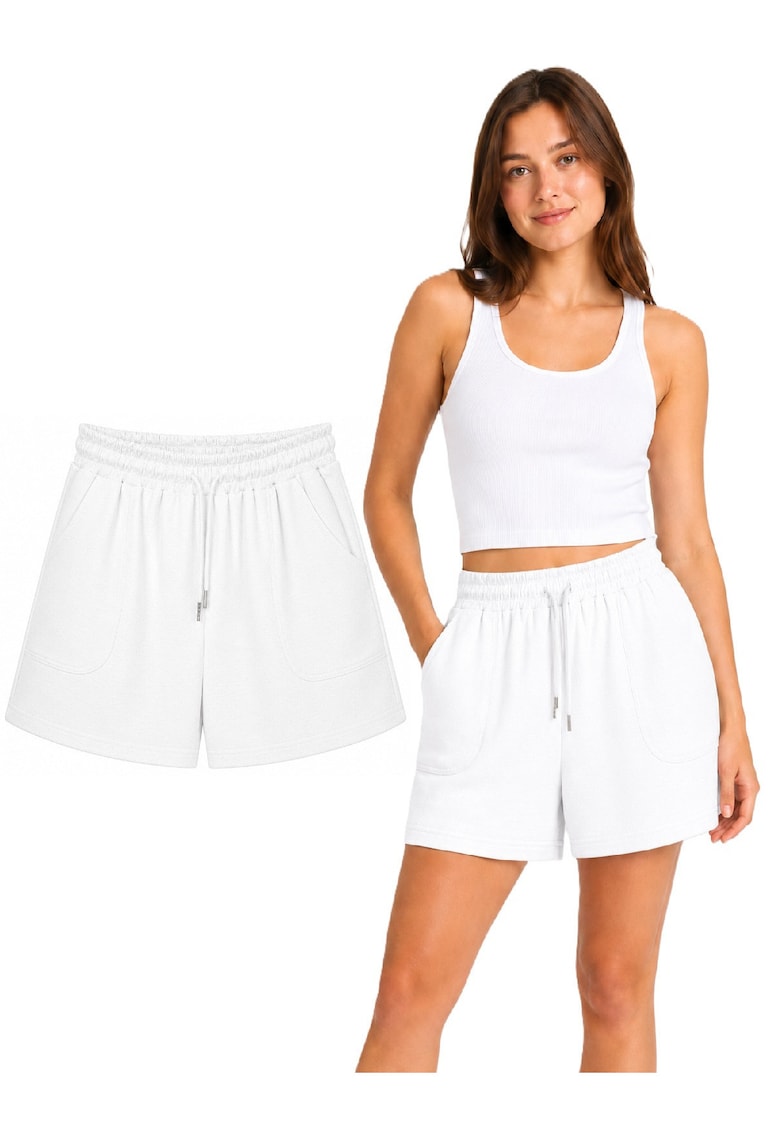 Pantaloni scurti cu buzunare - Alb