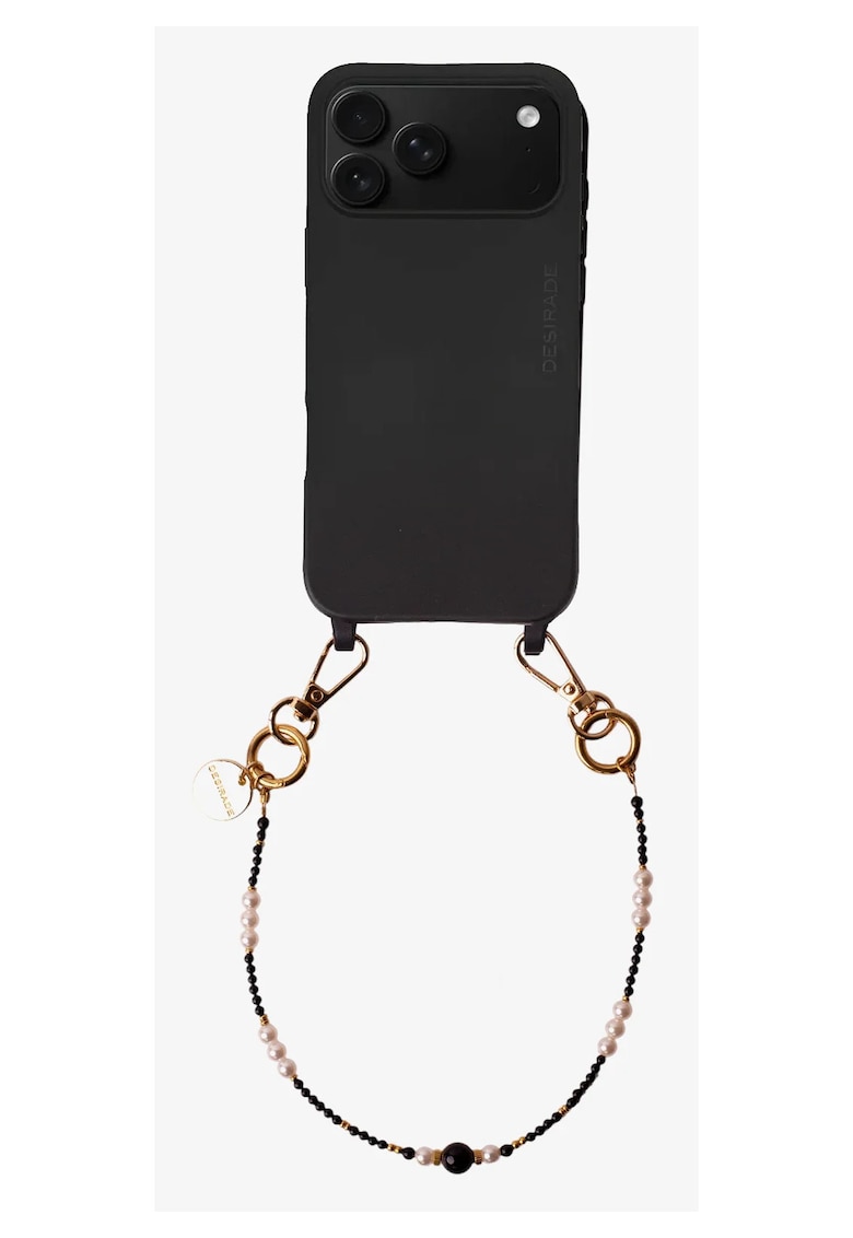 Bratara pentru telefon cu pietre naturale - Pearl Noir - 32cm