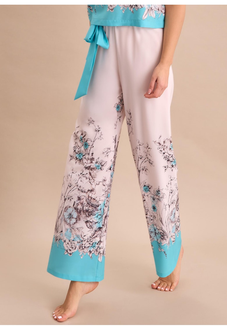 Pantaloni culotte Riviera - cu talie elastica si imprimeu floral