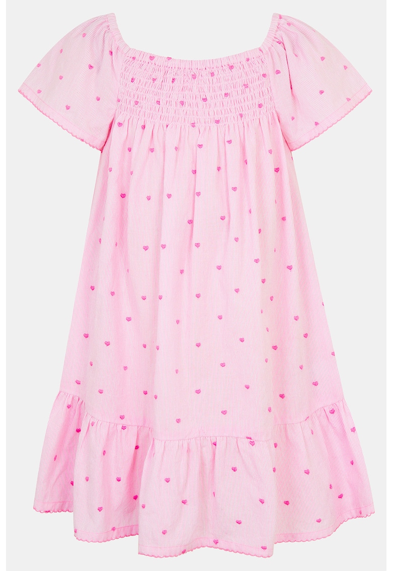 Rochie evazata cu model - Roz pastel