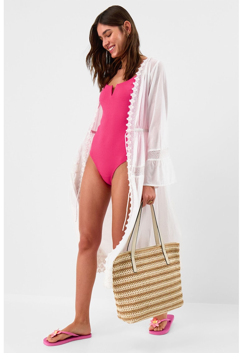 Costum de baie intreg cu bretele ajustabile - Fucsia