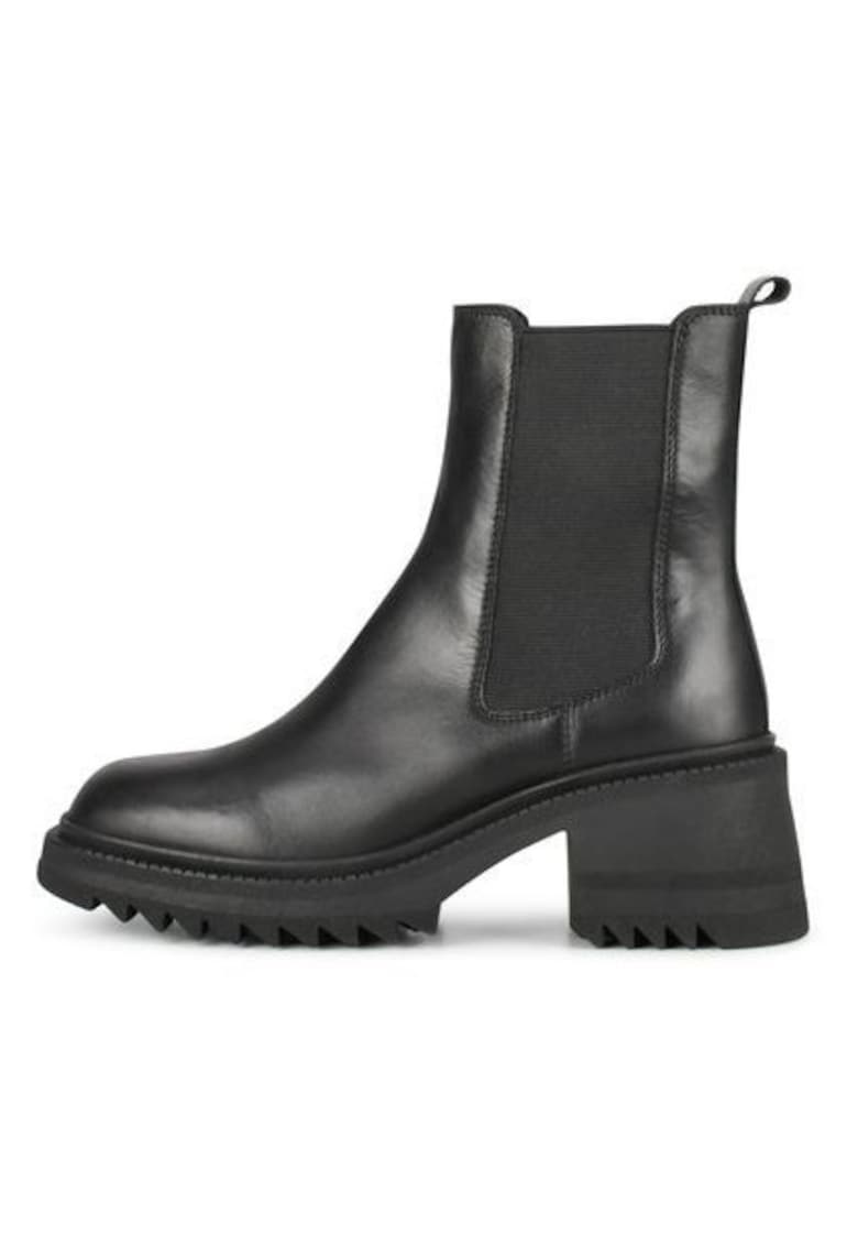 Ghete Chelsea din piele cu toc masiv
