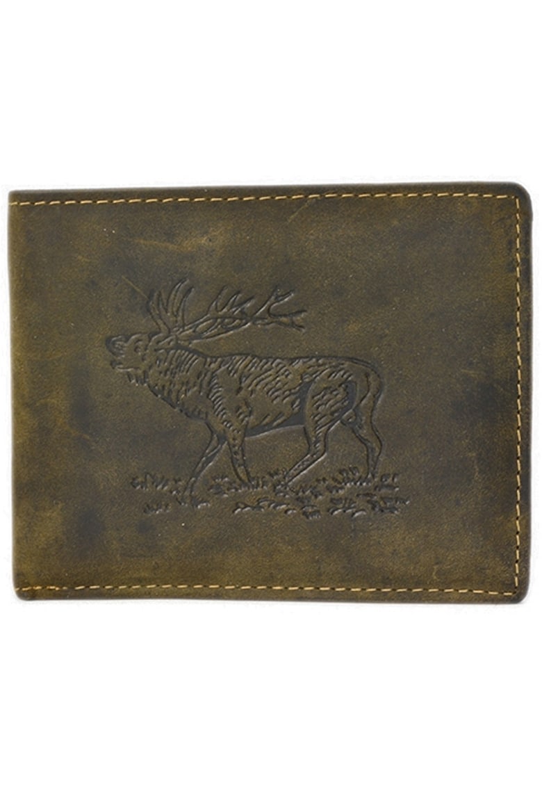 Portofel bărbați piele naturală - 7 sloturi carduri - verde - 12.5x9.5x2.5cm