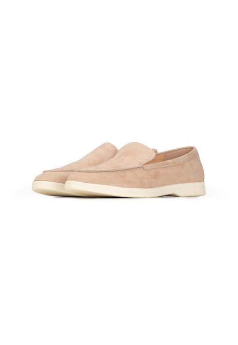 Pantofi loafer din piele intoarsa cu toc masiv Odette