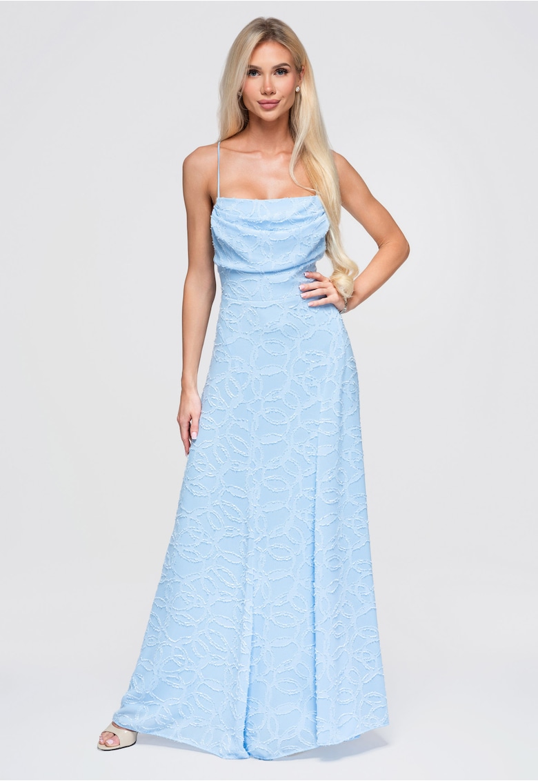Rochie maxi cu decolteu patrat si spate descoperit LA-OM-DLR379 - Albastru