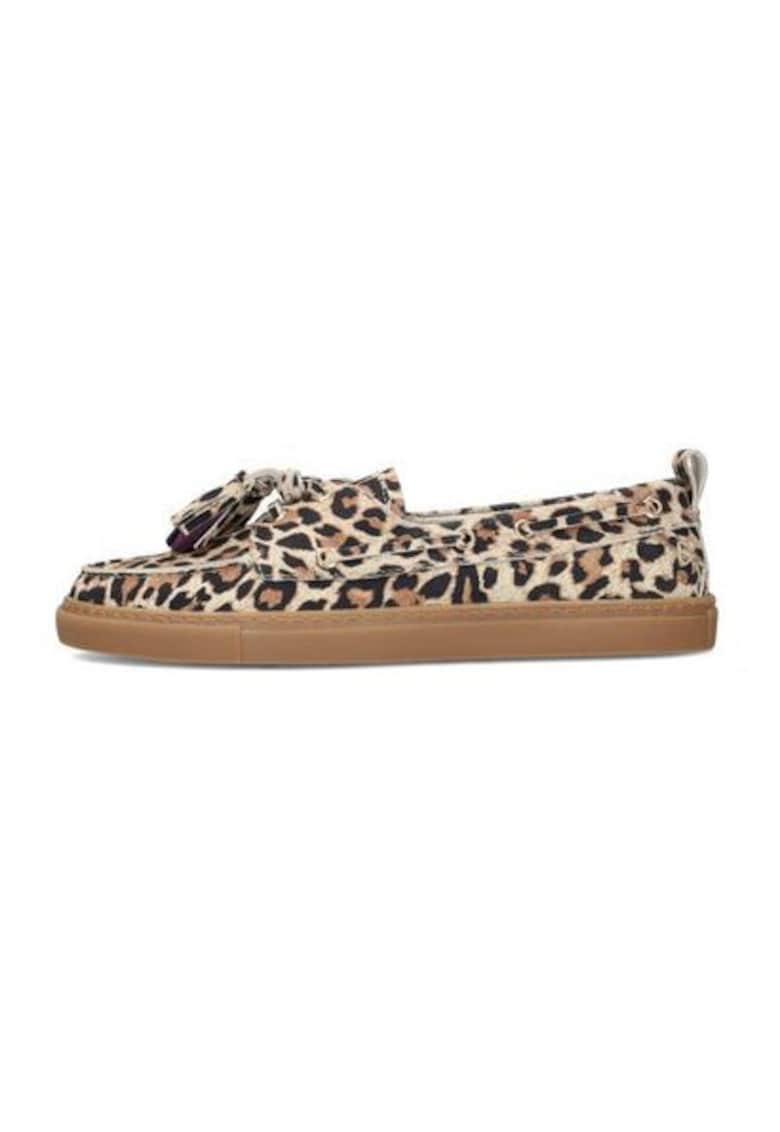 Mocasini din piele intoarsa cu model animal print