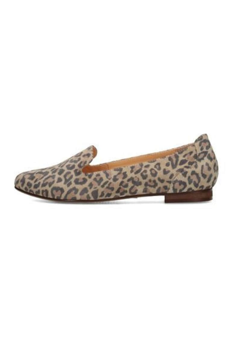 Pantofi loafers animal print Lies din piele intoarsa