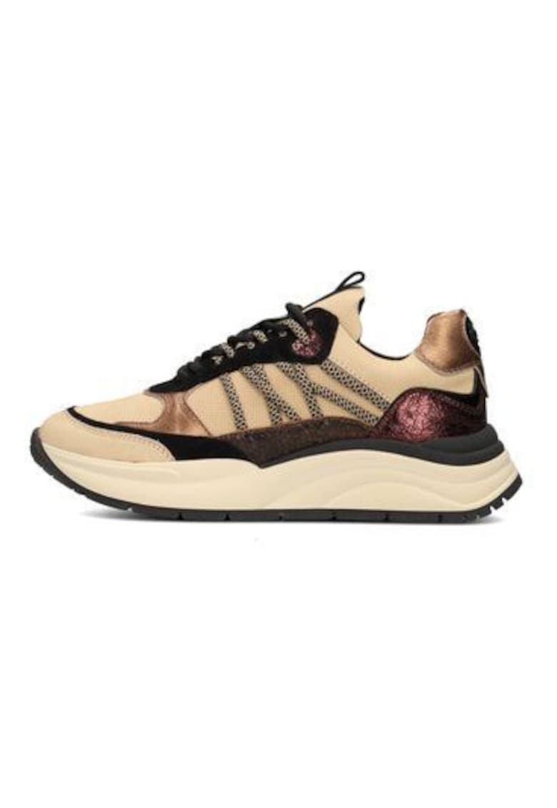 Pantofi sport din piele si plasa cu aspect masiv