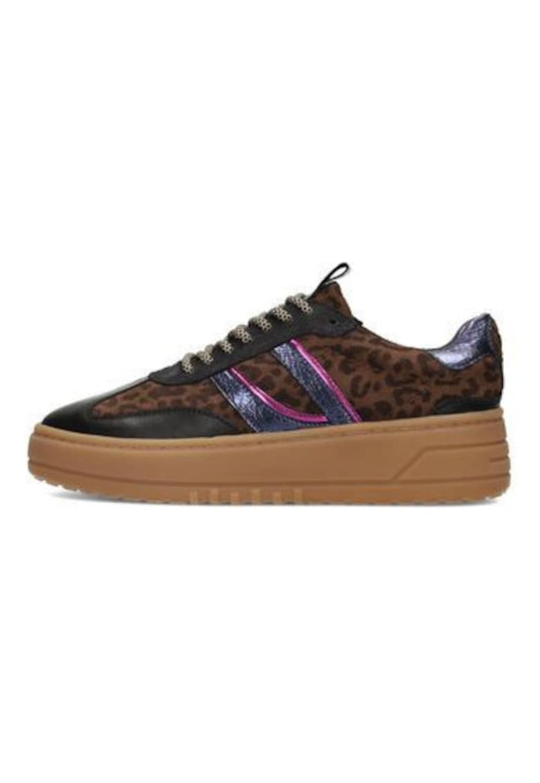 Pantofi sport din piele si piele intoarsa cu model animal print