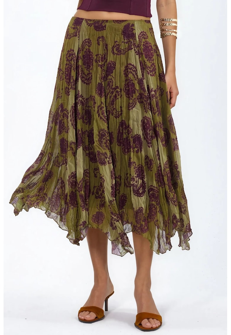 Fusta lunga multicolor - elastic - din sifon - pentru femei