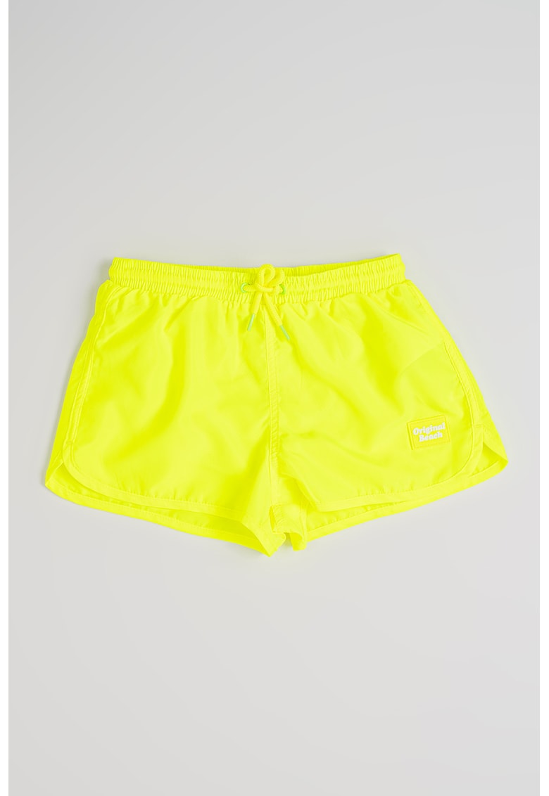 Pantaloni scurti de baie cu model uni - Verde neon