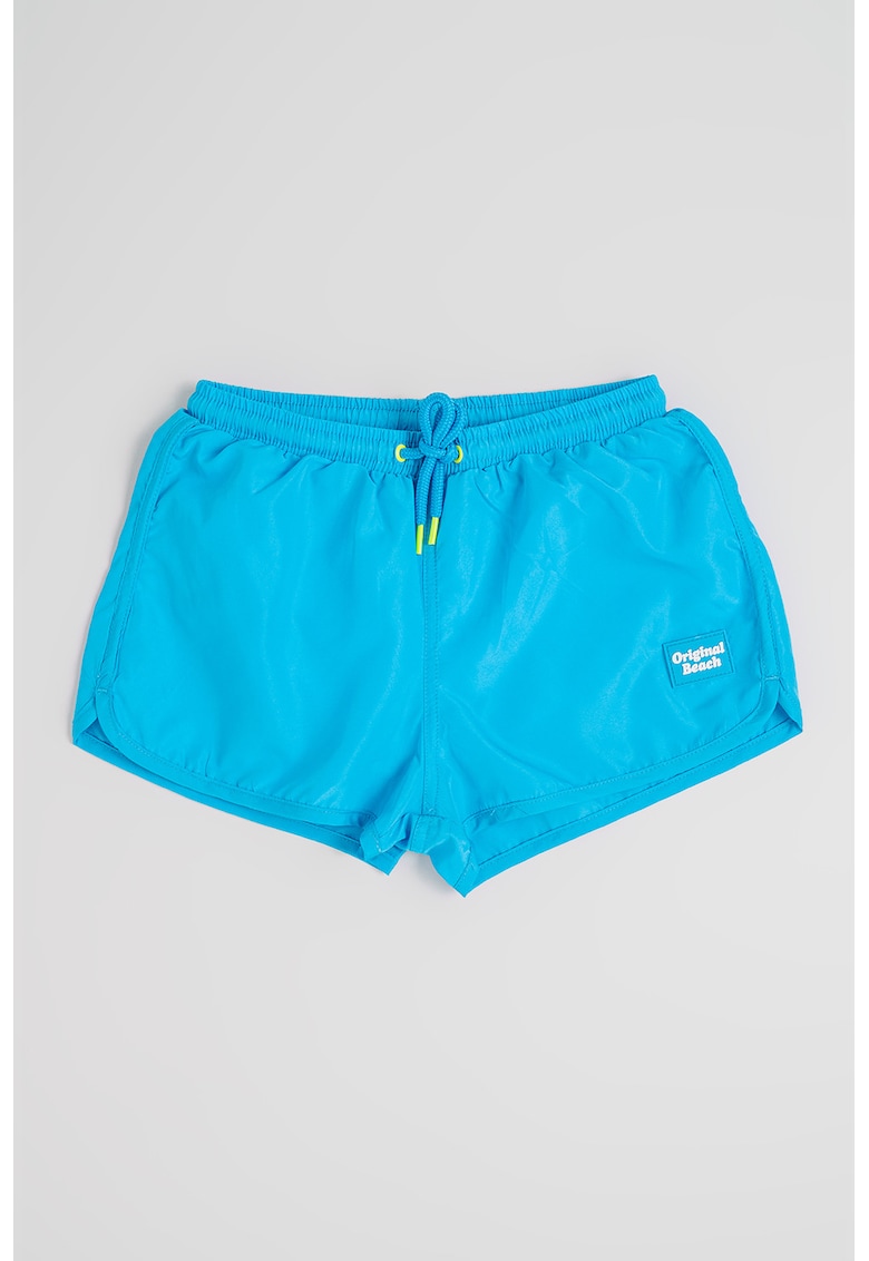 Pantaloni scurti de baie cu model uni - Albastru deschis neon