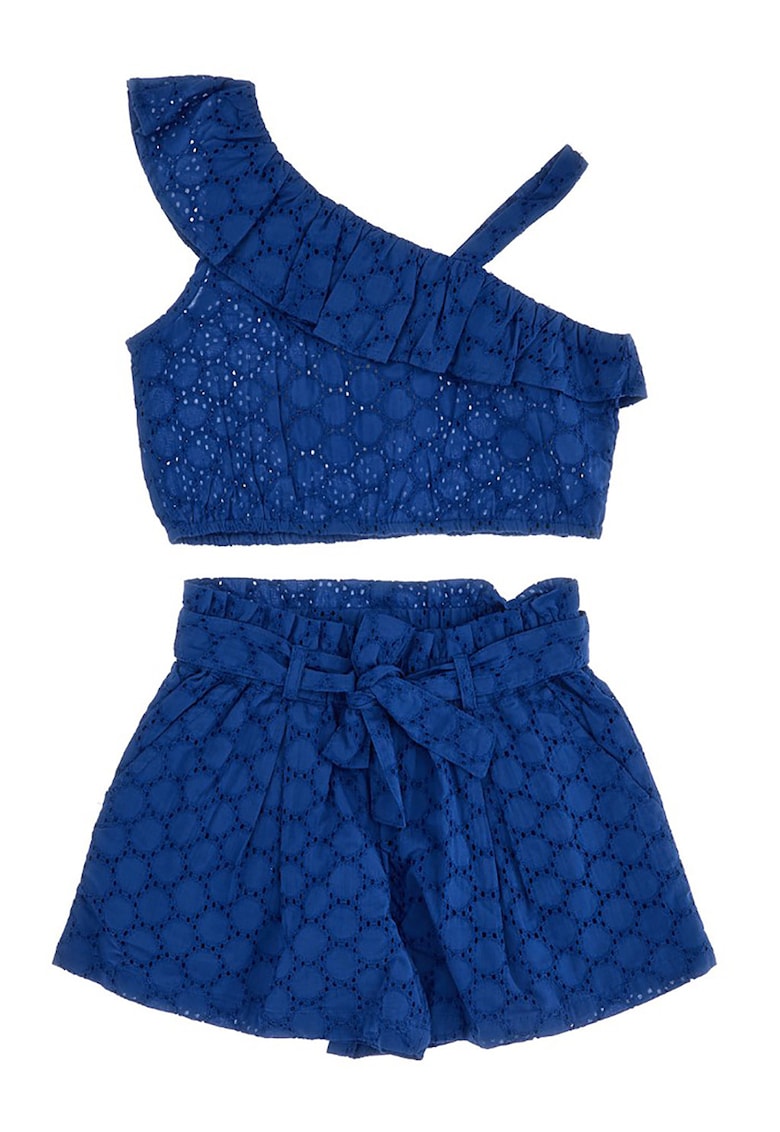 Set de top crop si pantaloni scurti - Albastru inchis