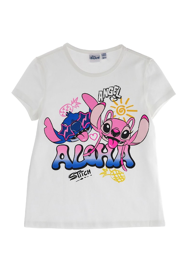 Tricou cu desene - Alb/Fucsia/Bleumarin