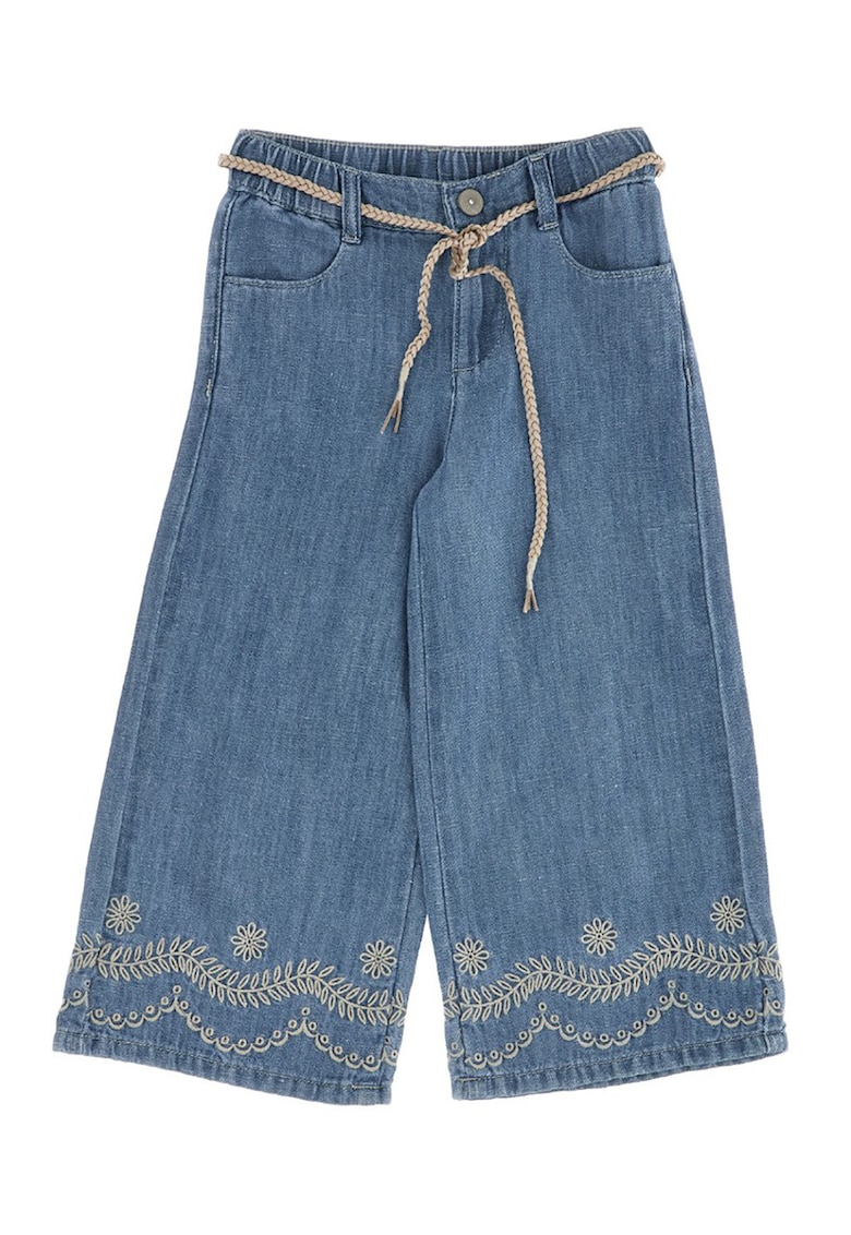 Pantaloni cullote din amestec de in - Albastru oceanic